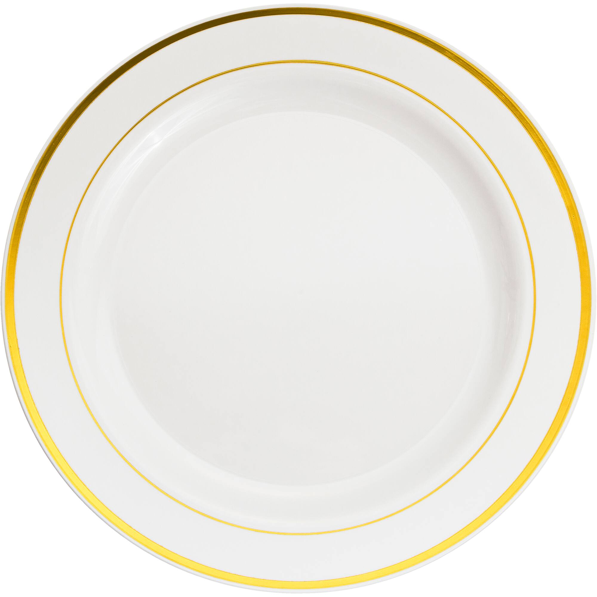 12 Packs: 10 ct. (120 total) 10.3" Round Banquet Plates with Gold Trim by Celebrate It™